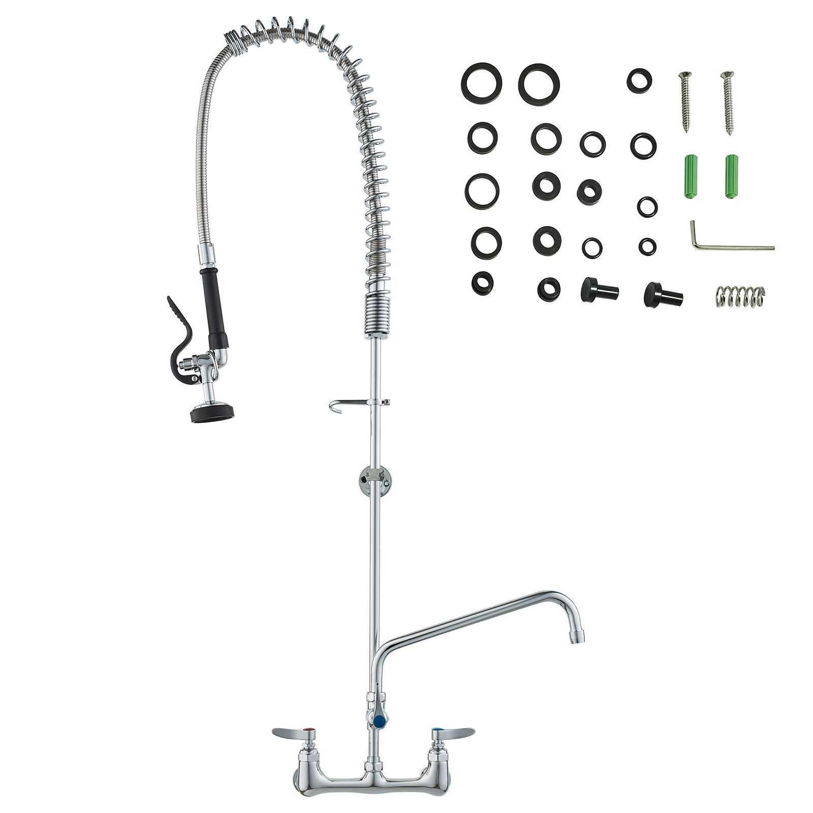 Commercial Kitchen Faucet With Pre-rinse Sprayer And Swing Spout_voghion.com